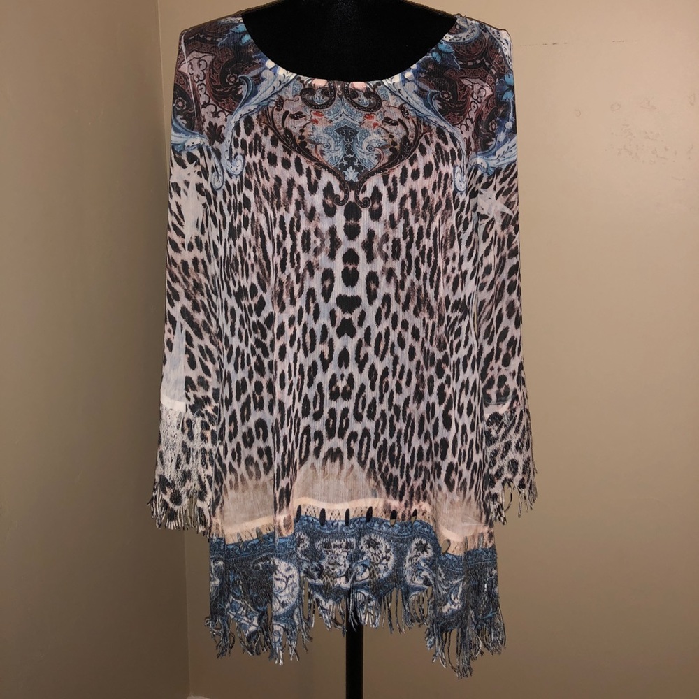 POLYESTER ANIMAL PRINT TUNIC